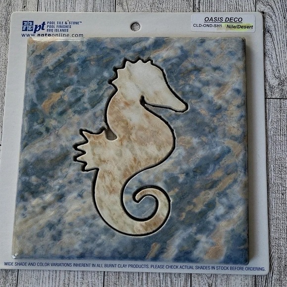 Seahorse Pool Tile Oasis Deco CDL-OND-SH1 Nile/Desert 6" x 6" - Picture 1 of 5